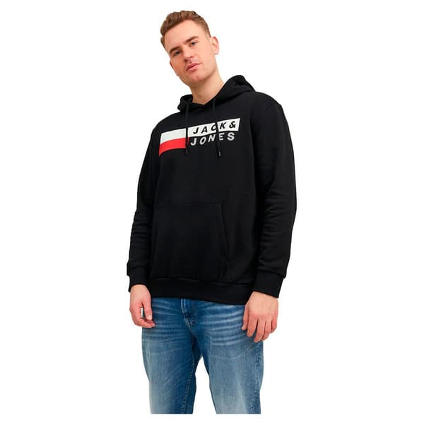 Jack & Jones Corp Logo Tröja Med Huva Svart 7XL Man