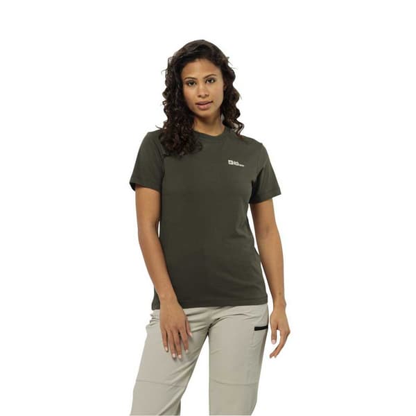 Jack Wolfskin Essential T-shirt Med Korta ärmar Grönt S Kvinna
