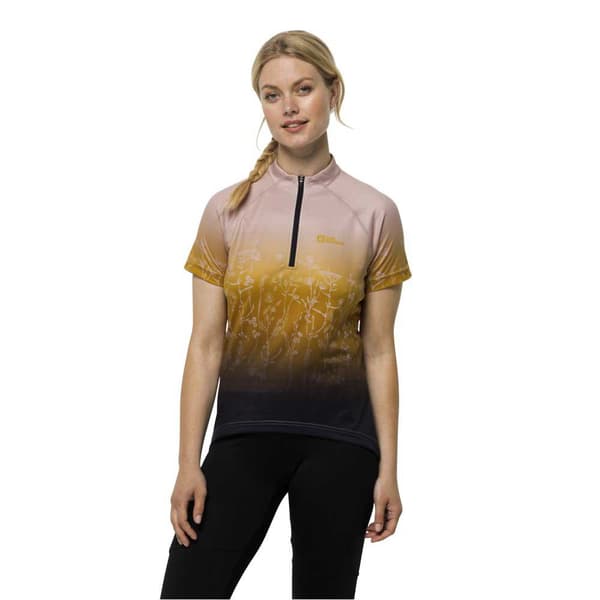 Jack Wolfskin Morobbia Half Zip Print T-shirt Med Korte ærmer Flerfarvet S Kvinde