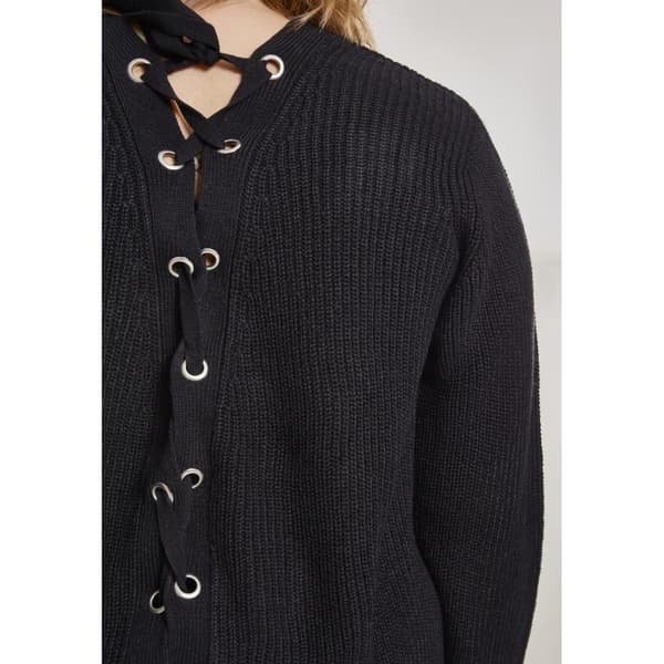 Urban Classics Back Lace Up Big Sweatshirt Sort 4XL Kvinde