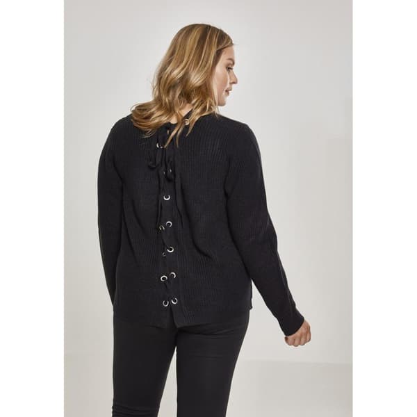 Urban Classics Back Lace Up Big Sweatshirt Sort 4XL Kvinde