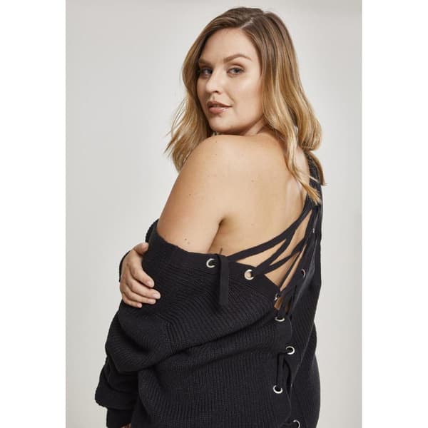 Urban Classics Back Lace Up Big Sweatshirt Sort 4XL Kvinde