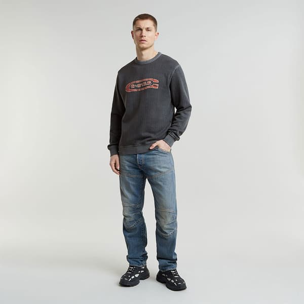 G-star Destroyed G Logo Washed Sweatshirt Grå S Mand