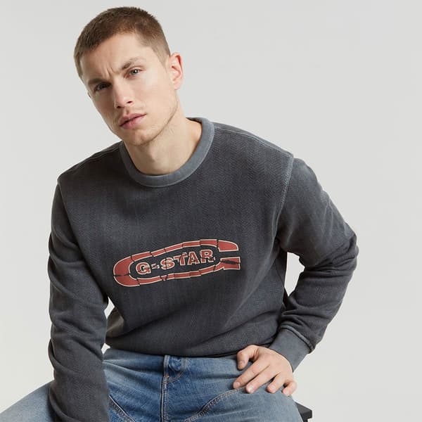 G-star Destroyed G Logo Washed Sweatshirt Grå S Mand