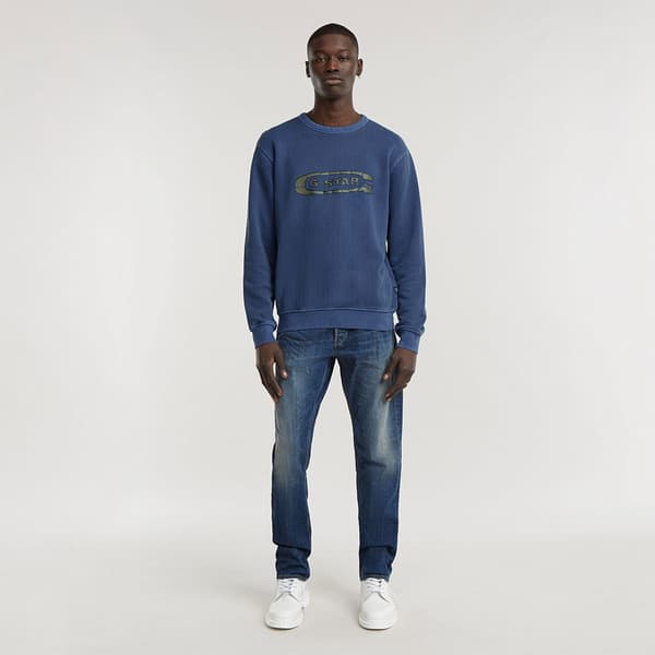 G-star Destroyed G Logo Washed Tröja Blå XL Man