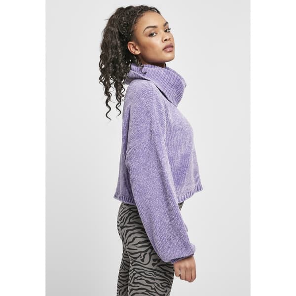 Urban Classics Turtleneck Chenille Sweatshirt Lilla XL Kvinde