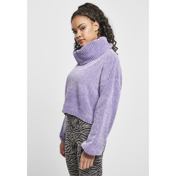 Urban Classics Turtleneck Chenille Sweatshirt Lilla XL Kvinde