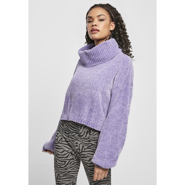 Urban Classics Turtleneck Chenille Sweatshirt Lilla XL Kvinde