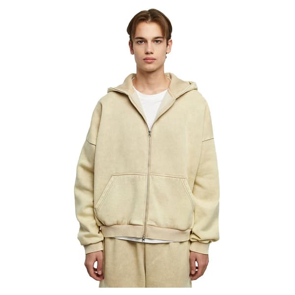 Urban Classics Heavy Sand Washed 90´s Sweatshirt Med Lynlås Beige 4XL Mand