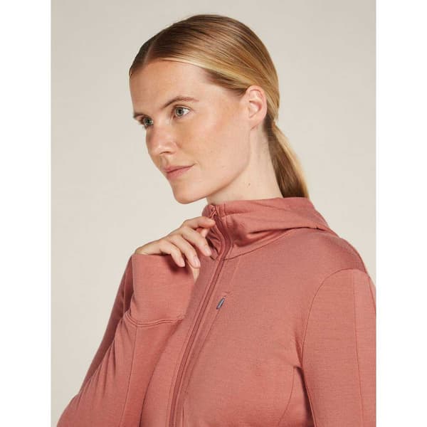 Icebreaker Merino 260 Quantum Iv Sweatshirt Med Lynlås Orange,Rosa L Kvinde