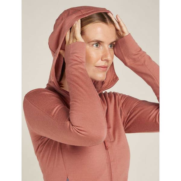Icebreaker Merino 260 Quantum Iv Sweatshirt Med Lynlås Orange,Rosa L Kvinde