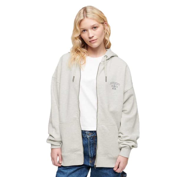 Superdry Athletic Essential Oversized Z Tröja Med Huva Beige M Kvinna
