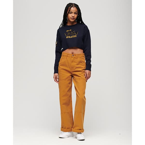 Superdry Varsity Crop Crew Tröja Blå XS Kvinna