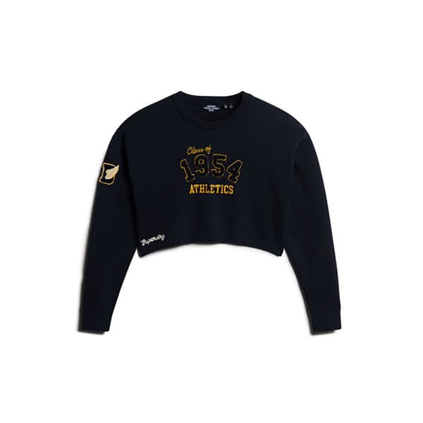 Superdry Varsity Crop Crew Tröja Blå XS Kvinna