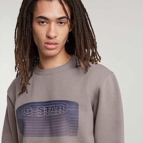 G-star Stacked Old Skool Logo Tröja Beige S Man