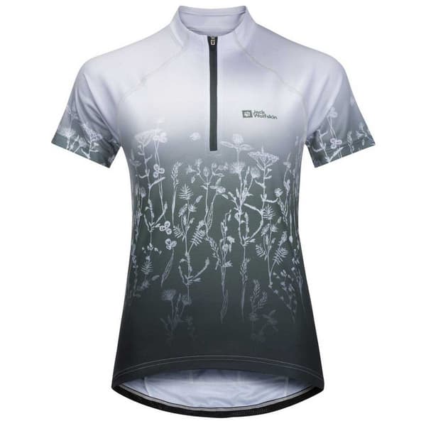 Jack Wolfskin Morobbia Half Zip Print T-shirt Med Korta ärmar Grå XL Kvinna