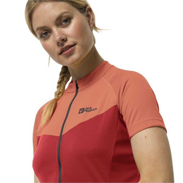 Jack Wolfskin Morobbia Fz T-shirt Med Korte ærmer Rød 2XL Kvinde