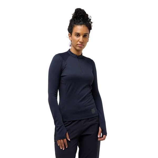 Jack Wolfskin Bike Commute Halv Lynlås Sweatshirt Blå 2XL Kvinde