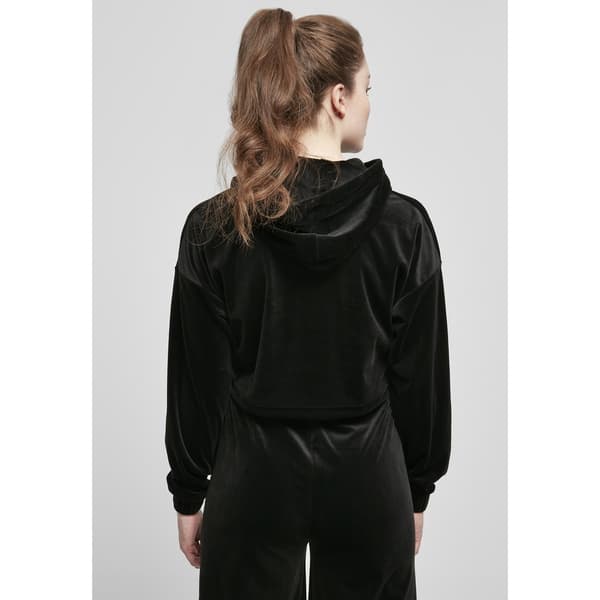 Urban Classics Cropped Velvet Oversized Big Sweatshirt Sort 2XL Kvinde