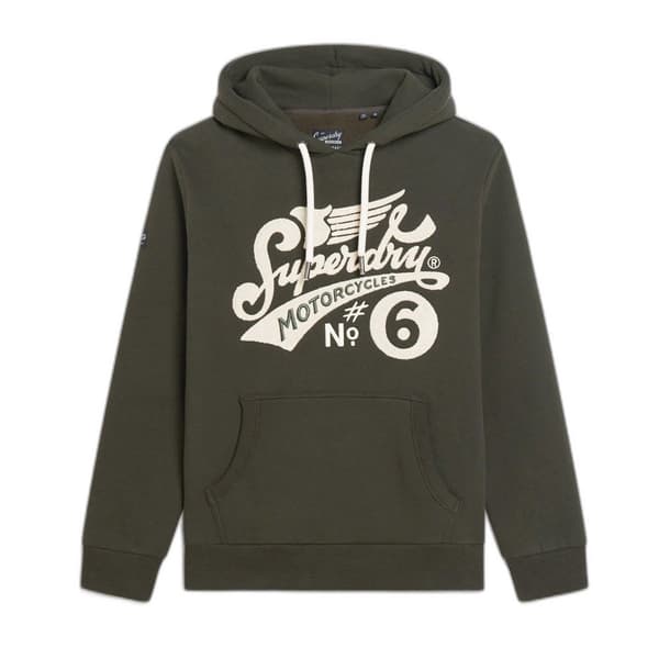 Superdry Worker Script Embroidered Graphic Tröja Med Huva Grönt S Man