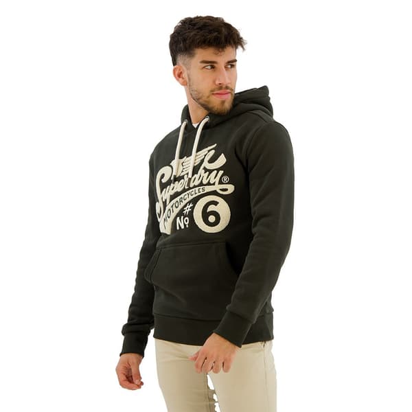 Superdry Worker Script Embroidered Graphic Tröja Med Huva Grönt S Man