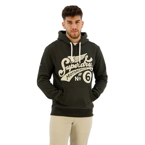 Superdry Worker Script Embroidered Graphic Tröja Med Huva Grönt S Man