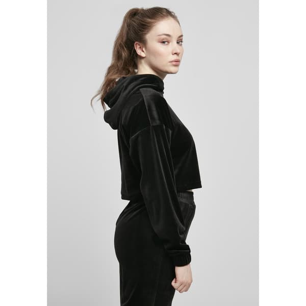 Urban Classics Cropped Velvet Oversized Big Sweatshirt Sort 5XL Kvinde