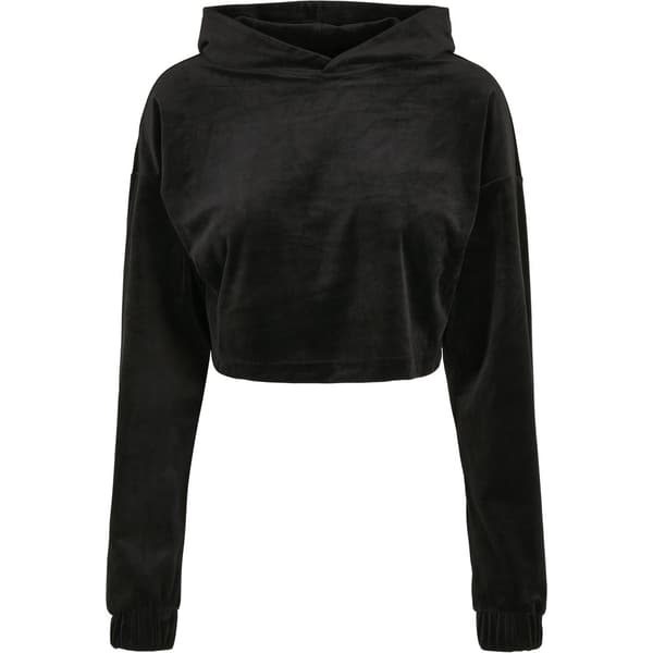 Urban Classics Cropped Velvet Oversized Big Sweatshirt Sort 5XL Kvinde