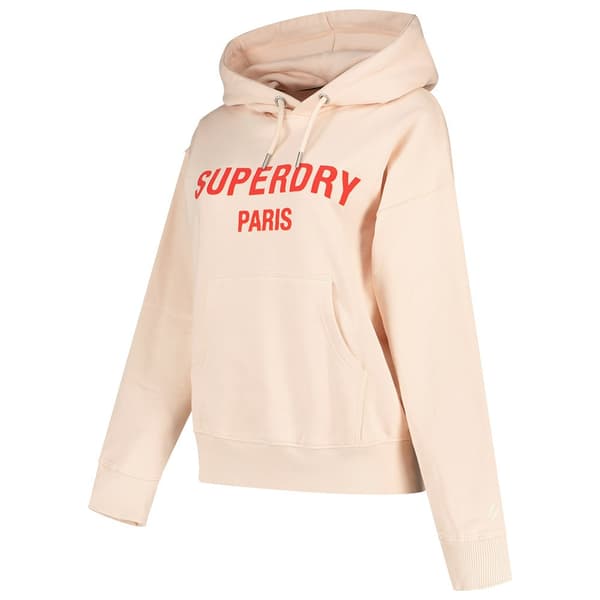 Superdry Sport Luxe Loose Tröja Med Huva Beige S Kvinna
