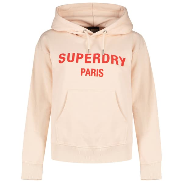 Superdry Sport Luxe Loose Tröja Med Huva Beige S Kvinna
