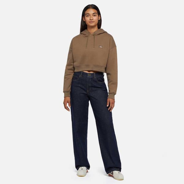 Dickies Oakport Cropped Tröja Med Huva Brun L Kvinna