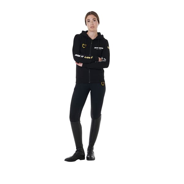 Equestro Scuderia Collection Kokovetoketjullinen Collegepaita Musta S Nainen