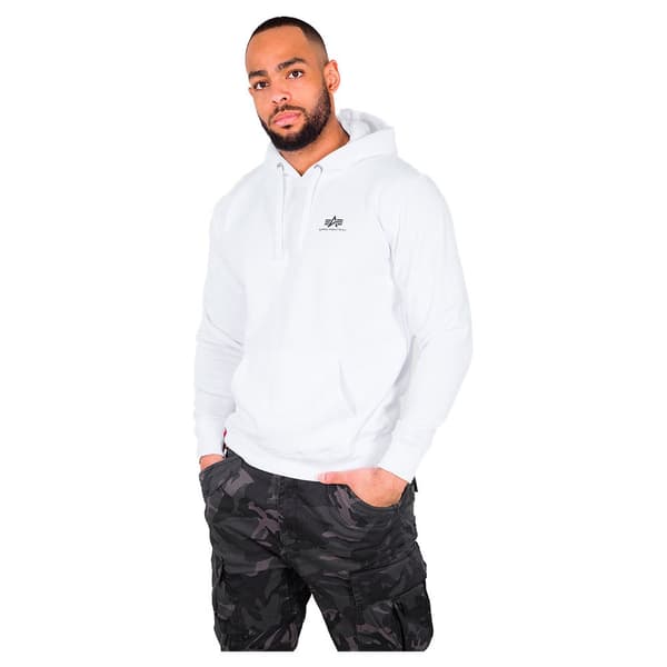 Alpha Industries Basic Small Logo Huvtröja Vit S Man