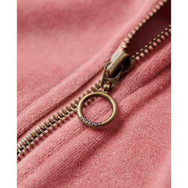 Superdry Embroidered Velour Sweatshirt Med Dragkedja Rosa XS Kvinna