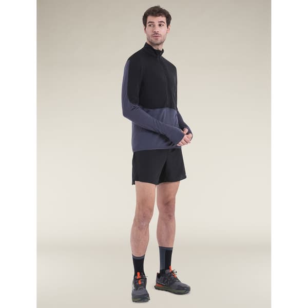 Icebreaker Merino 200 Realfleece Descender Halv Lynlås Sweatshirt Sort S Mand