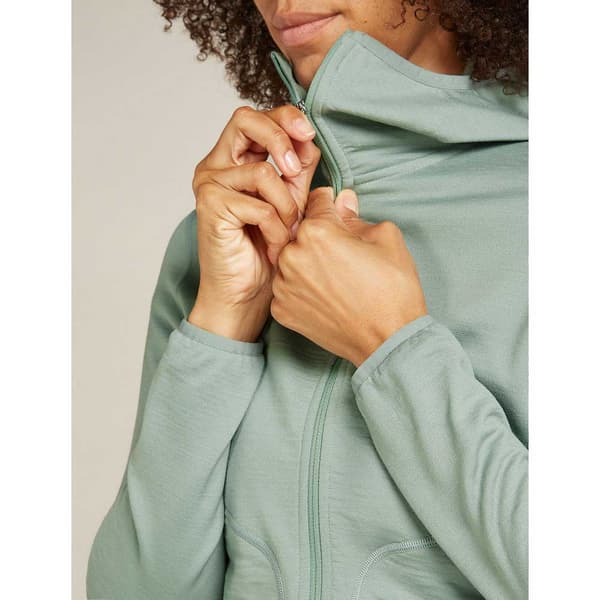 Icebreaker Merino 560 Realfleece Elemental Ii Sweatshirt Med Dragkedja Grönt L Kvinna