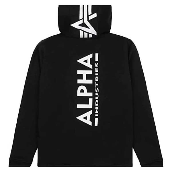 Alpha Industries Back Print Tröja Med Huva Svart 14 Years Pojke