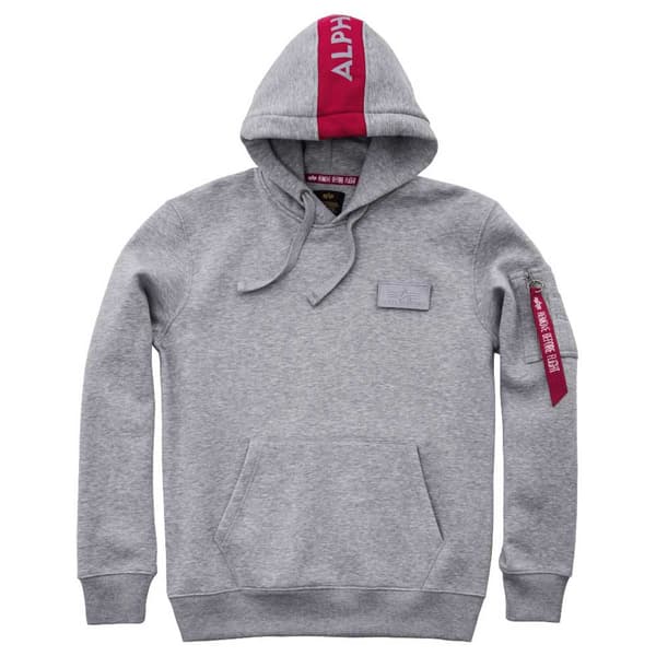 Alpha Industries Red Stripe Hættetrøje Grå M Mand