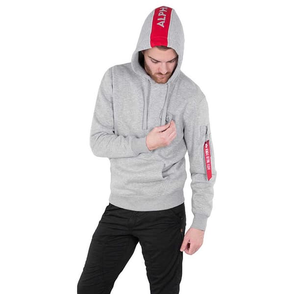 Alpha Industries Red Stripe Hættetrøje Grå M Mand