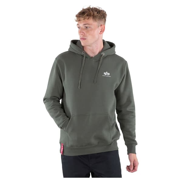 Alpha Industries Basic Small Logo Huvtröja Grönt XS Man