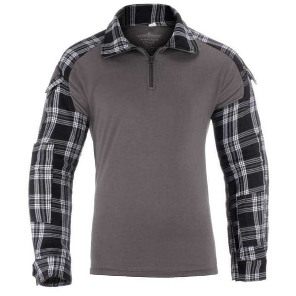 Invadergear Flannel Combat T-shirt Med Lange ærmer Grå XS Mand