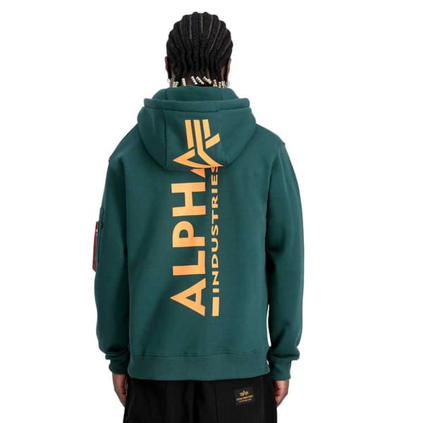 Alpha Industries Back Print Tröja Med Huva Grönt 2XL Man