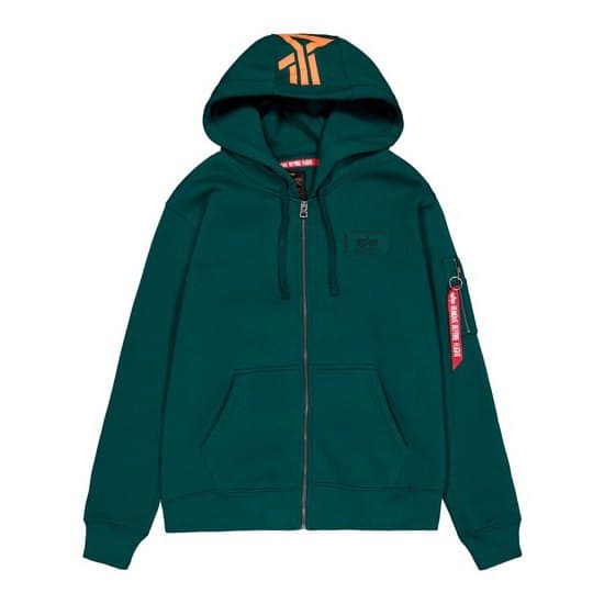 Alpha Industries Back Print Sweatshirt Med Dragkedja Grönt M Man