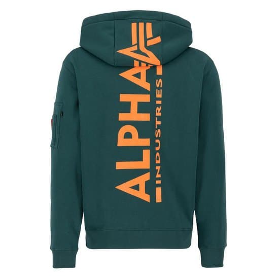 Alpha Industries Back Print Sweatshirt Med Dragkedja Grönt M Man