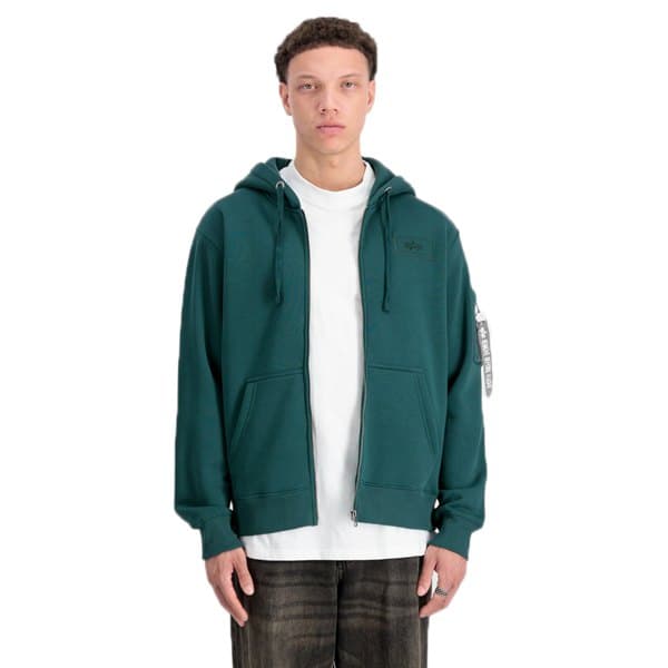 Alpha Industries Back Print Sweatshirt Med Dragkedja Grönt M Man