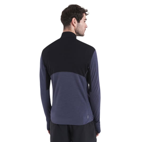 Icebreaker Merino 200 Realfleece Descender Halv Lynlås Sweatshirt Sort 2XL Mand