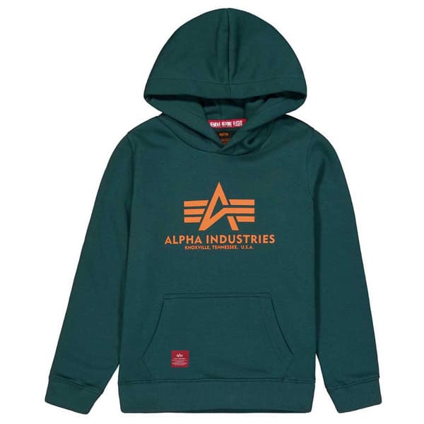 Alpha Industries Basic Tröja Med Huva Grönt 12 Years Pojke