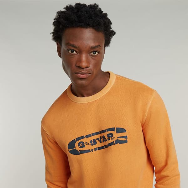 G-star Destroyed G Logo Washed Sweatshirt Orange S Mand