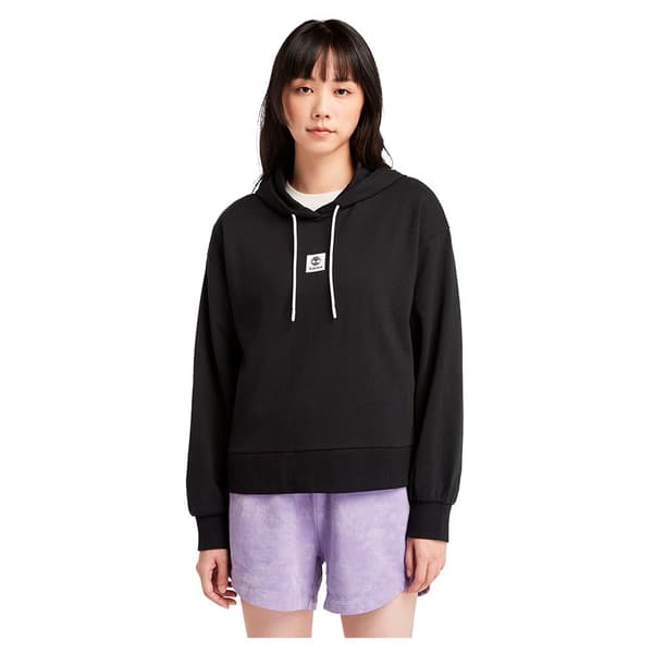Timberland Stack Logo Loop Back Tröja Med Huva Svart XS Kvinna