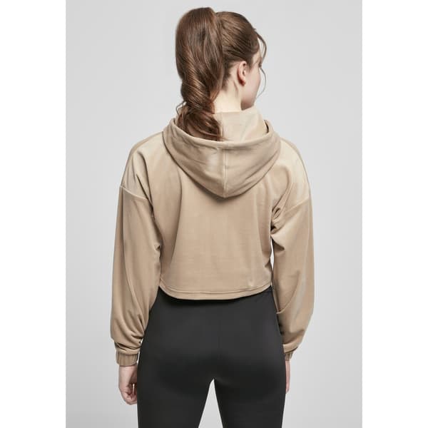 Urban Classics Cropped Velvet Oversized Big Hættetrøje Beige 2XL Kvinde